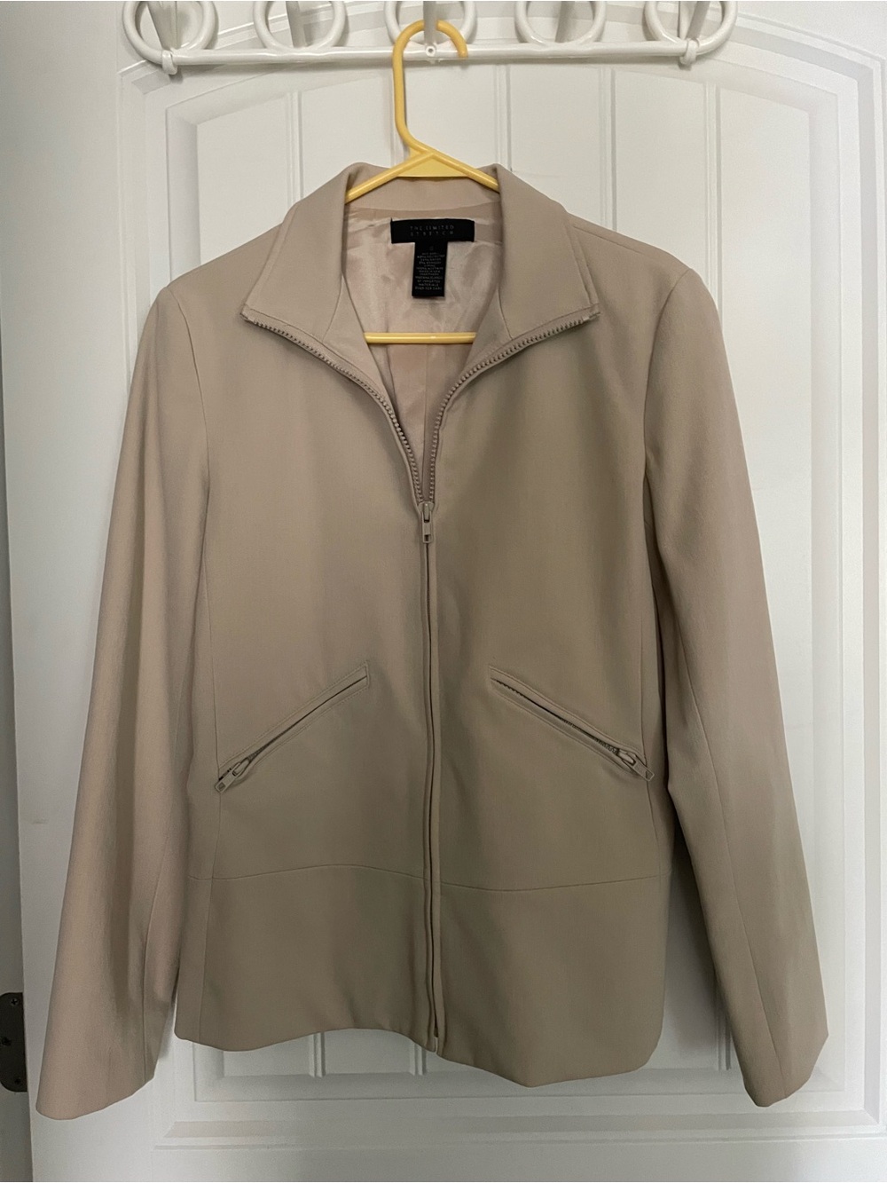 The Limited Taupe Zip-Front Lined Blazer Jacket
